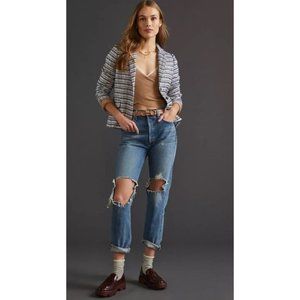 Anthropologie Hutch Striped Spring Blazer - Blue and White